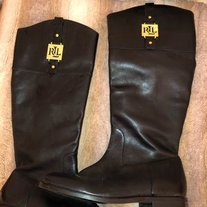 ! RALPH LAUREN BLACK LEATHER BOOTS !